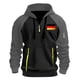 thumbnail image 2 of Ceisia Men's Flag Print Color Block Embroidered Gift Pocket Half Zip Drawstring Casual Athletic Hoodie, 2 of 4