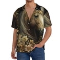 thumbnail image 3 of Fotbe Palatial Gold Pattern Horse print Short Sleeve Button Down Shirts for Men Casual Summer Beach Wrinkle Free Shirt-3X-Large, 3 of 7