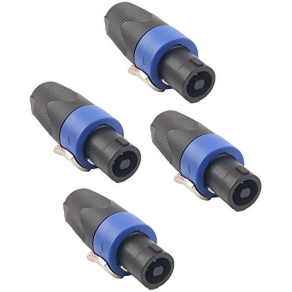 Devinal Professional SpeakOn Speaker Adapter Connectors 4 Pole Plug Twist Lock Compatible with Neutrik Speakon NA4LJ, NA4LJX, NL4MP, NL4MPR, NL4FC, NL4FX, NL4 Series, Speak-On- 4 Pack
