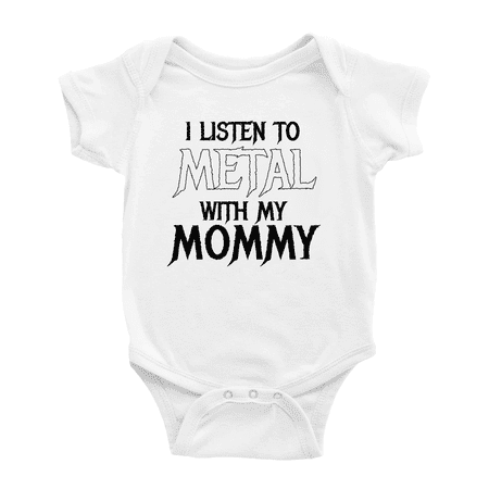 

I Listen to Metal with My Mommy Cute Newborn Infant Baby Girl Boys Romper