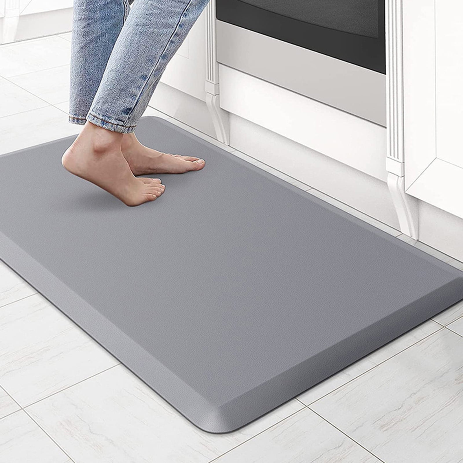Cushioned Kitchen Rug Mat,Anti-Fatigue Non-Skid Washable Standing Mat for Floor,Waterproof Heavy Duty Foam Mat for Cooking Laundry Room,Home Kitchen Doorway,Relieves Back Knee Fatigue-Gray