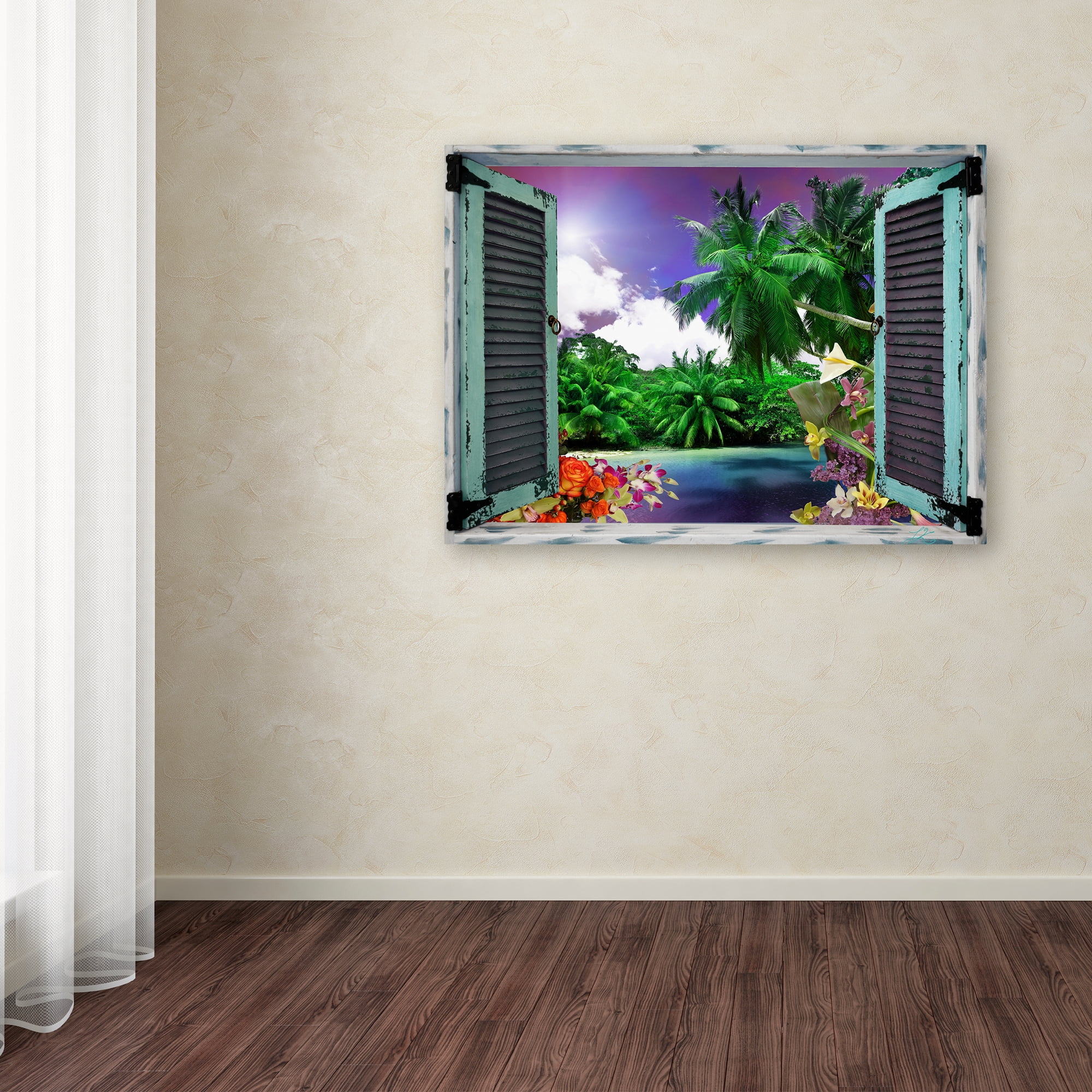 Trademark Fine Art "Tropical Window to Paradise I" Canvas Art by Leo Kelly