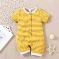 thumbnail image 2 of JUMESG Boy Baby Clothes Baby Boys Girls Romper Letter Printed Outfit Short Sleeve Bodysuits 0 3 6 9 12 18 24 Months,Yellow 9-12 Months, 2 of 3