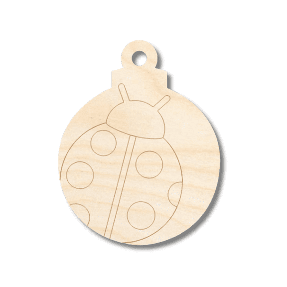 Unfinished Wood Etched Ladybug Ornament Shape 20" / 1/4"