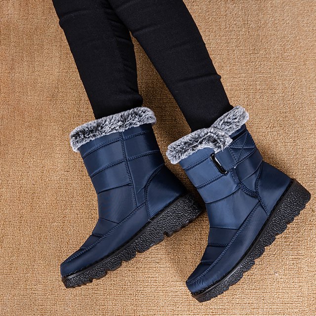 Botas para clima frío para mujer con botas de plataforma con gancho y bucle para viajes al aire libre