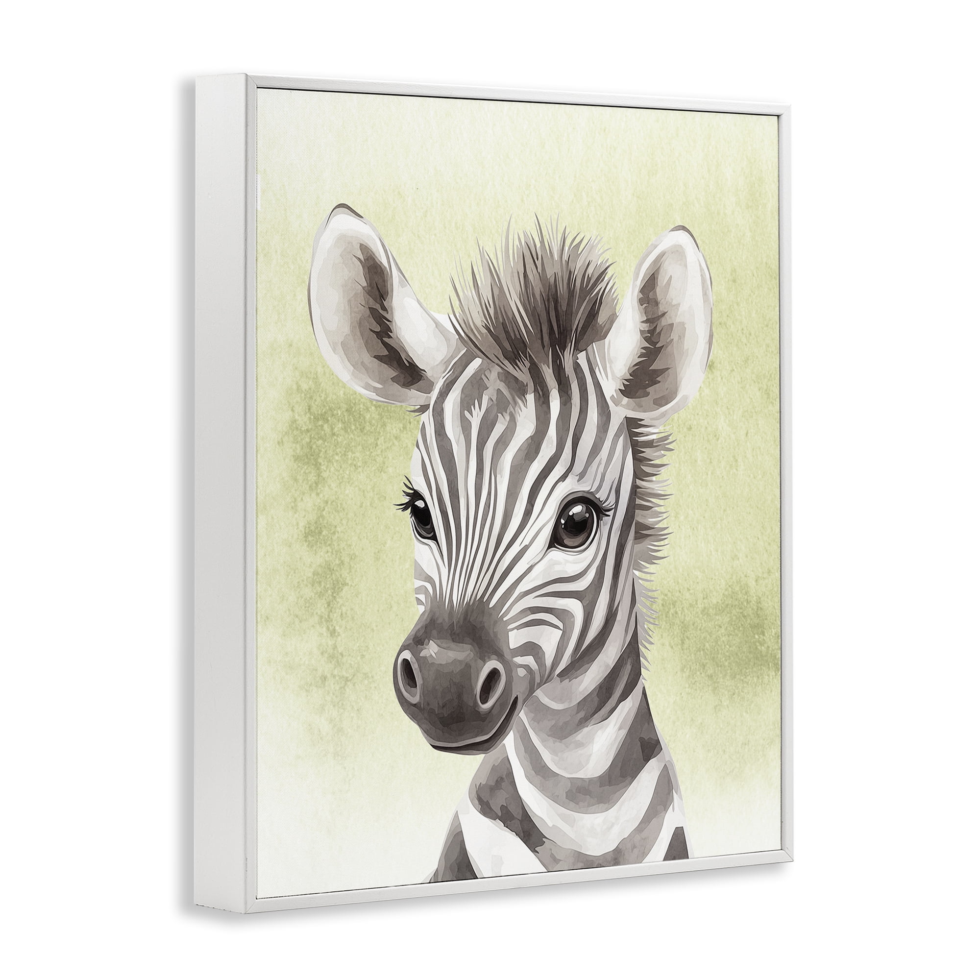 Stupell Industries Jungle Friends Baby Zebra White Framed Giclee Art, design by Christine Simpson Art