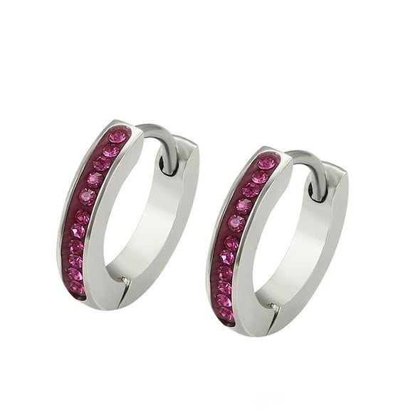 Arracadas Chicas P/ niña adulto Swarovski Oro Blanco 14K Lam fucsia Unitalla