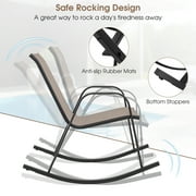 Gymax Set of 2 Metal Rocking Chair Heavy-Duty Rocker Outdoor Anti-Slip Brown Patio