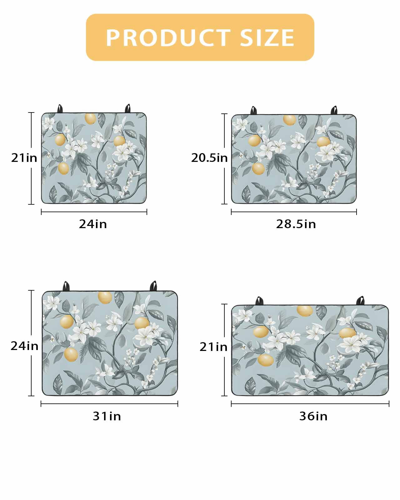 nqOlkjepod Large Induction Cooktop Protector Mat 24"x21", Lemon Leaves Stove Top Covers for Electric Stove, Garden Floral Branch Leaf Summer Fruit Stove Burner Cover Mats, Glass Top Stove Cover