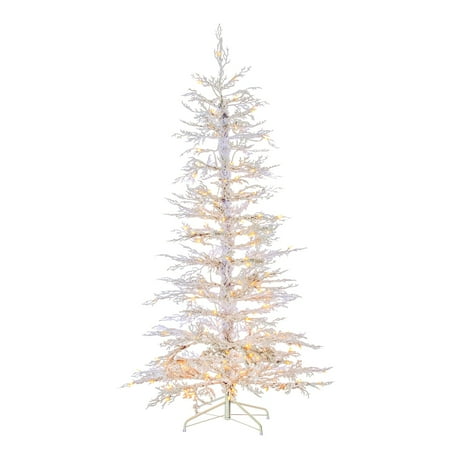 Flocked White Twig Tree Pre Lit Full Com Flocked White Twig Tree Pre Lit Full