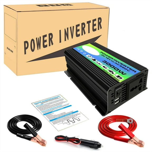 Pure Sine Wave Inverter 3000W Dc 12V To Ac 110V/220V Invertor Dual Usb Charge 4.2A Car Converter Power Inverter Car Accessories Dc12V To Ac110V Fangkenuo