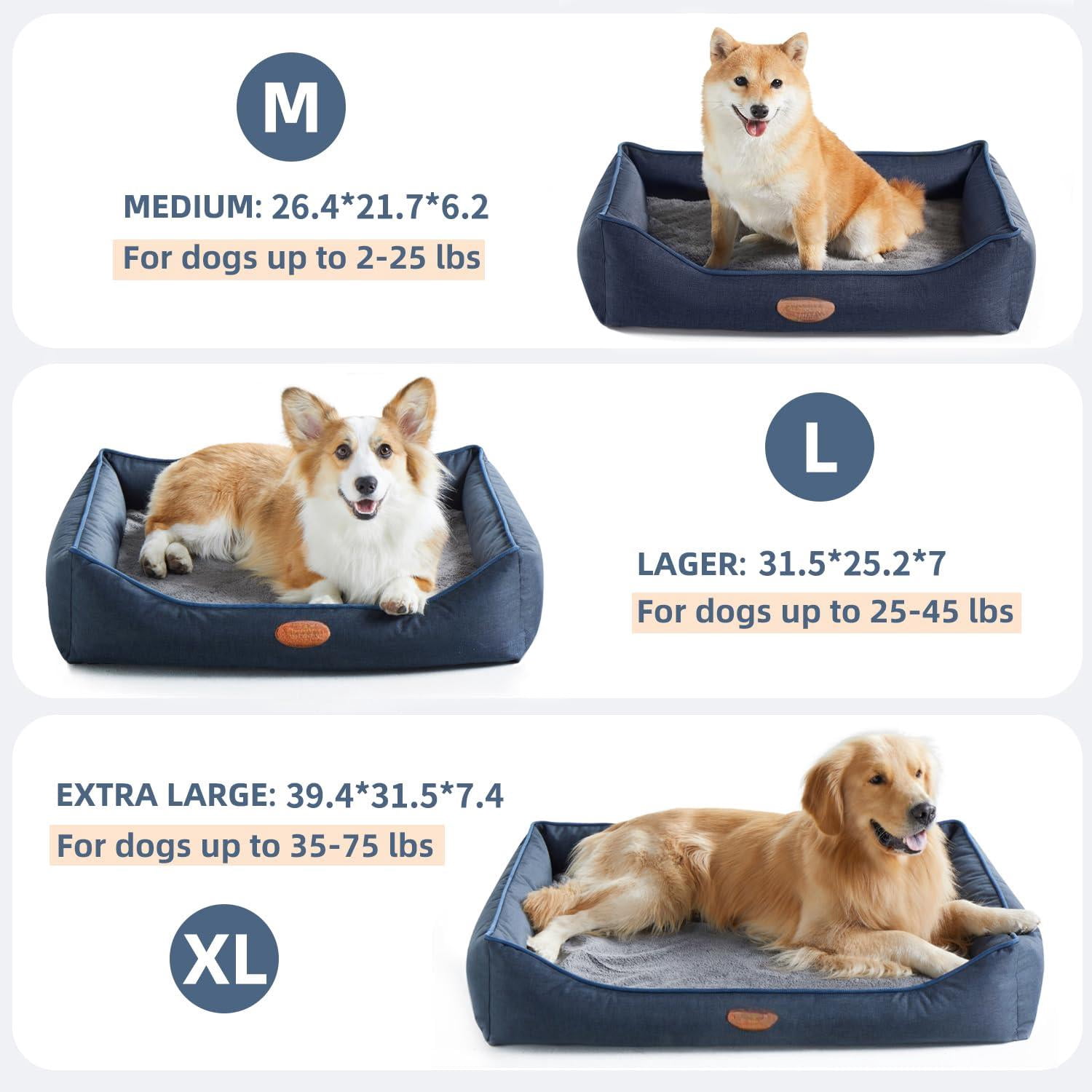 Dog Beds For Small Dogs  Durable Egg Crate Foam Sofa Bed With Washable Removable Cover Waterproof Lining Pet Medium Navy