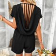 thumbnail image 2 of Women's Summer Jumpsuit 2025 Casual V Neck Wrap Ruched Short Sleeve Romper with Pockets Beach Travel Outfit, 2 of 2