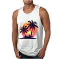 thumbnail image 1 of Tanks for Men,Mens Tank Colorless Gradient Printing Round Neck Thin Strap Leakage Back Regular Casual Sports Tank Blouses, 1 of 5