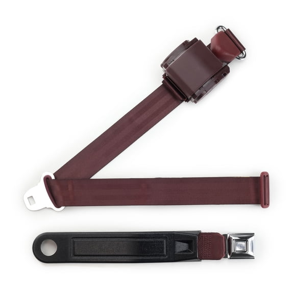 RetroBelt Burgundy Push Button 3-Point Shoulder Seat Belt - Bucket Seat