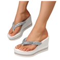 thumbnail image 1 of Dakaela Women's Platform Flip Flop Rhinestones Arch Support Summer Thong Sandals Soft Cushion Slippers, 1 of 8