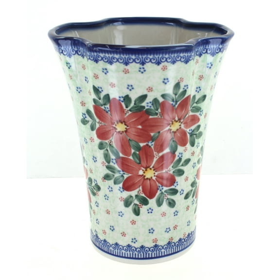 Blue Rose Polish Pottery Indoor Tabletop Poinsettia Vase