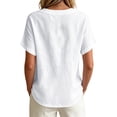 thumbnail image 4 of cocolona Summer V Neck Tops for Women Short Sleeve Grommet Eyelet Shirts Trendy Casual Solid Color Blouses, 4 of 7