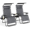 thumbnail image 1 of Outsunny 2 Piece Foldable Lounge Chair with Canopy Shade, Dark Grey, 1 of 10