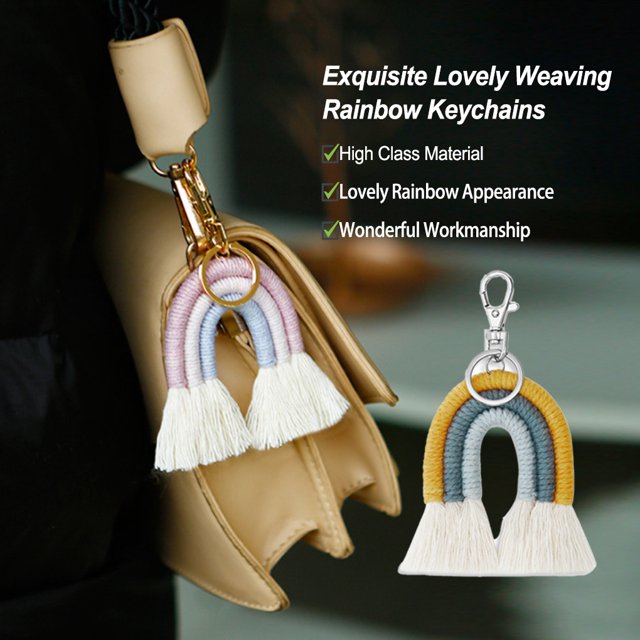 Weaving Keychains Jewelry Adornment Fashion Accessory Key Pendant Keyholder Pendants Ornament Colorful DIY Bag Charm Yellow