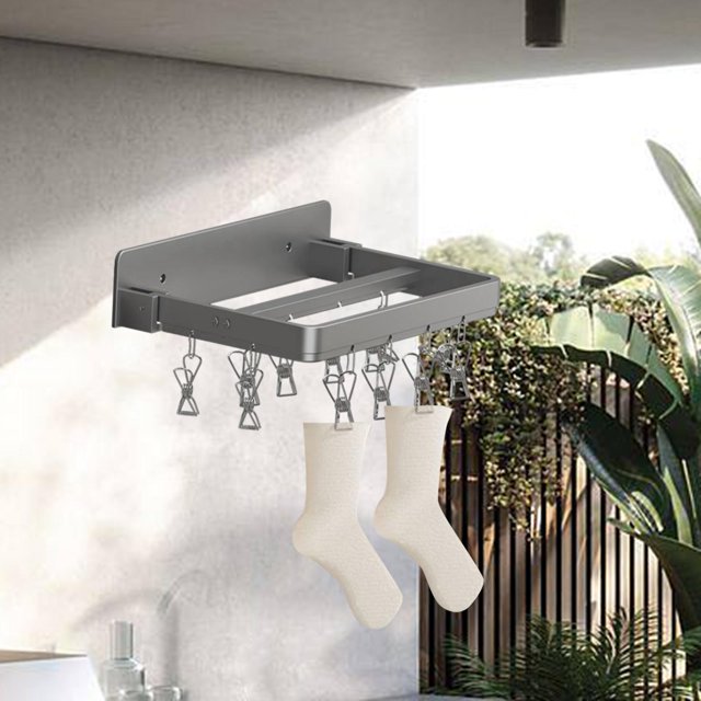 Clip para colgar ropa plegable perfecl Tendedero secador de calcetines tendedero de lavandería colgador Gris 12 clavijas Perchas con clip plegables