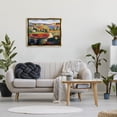 thumbnail image 2 of Modern Countryside Farm Town Landscape Painting Metallic Gold Framed Art Print Wall Art, 2 of 6