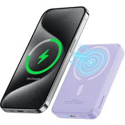 Baseus Magnetic 5000mAh Power Bank, Wireless Portable Charger for iPhone 17/16/15/14, Fast Charging Battery Pack, Purple