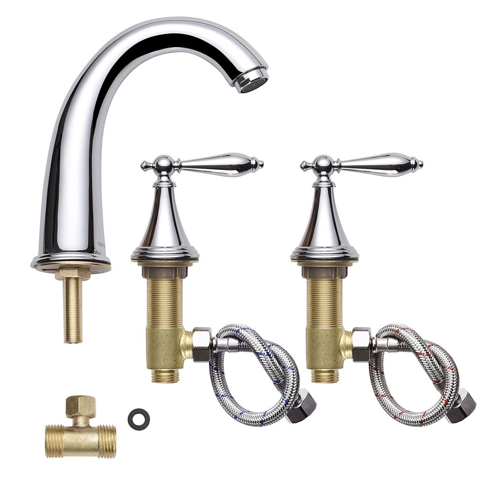 Aquaterior 3 Hole Bathroom Faucet Widespread Taps for Undermount Sink Chrome