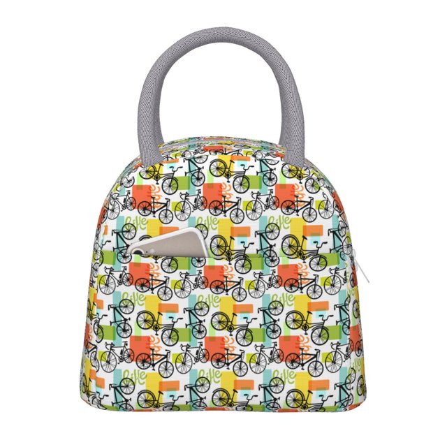 Balery Retro Bike Bolsa de Almuerzo para Mujeres, Caja de Almuerzo, Bolsa de Almuerzo Pequeña Impermeable, Tote de Almuerzo Reutilizable con Gran Capacidad