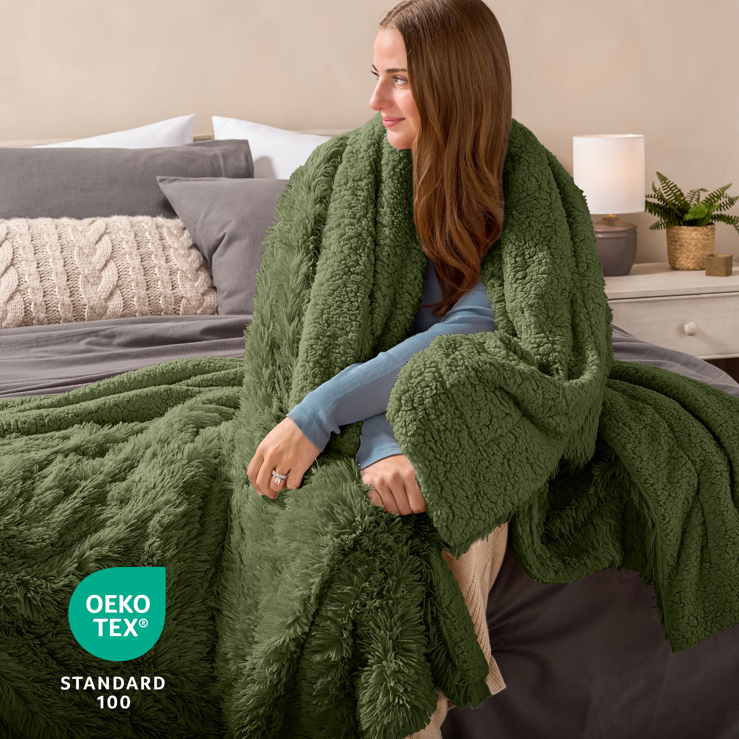 Bare Home Shaggy Blanket - 90" x 108" - Ultra Soft Fleece - King, Cypress