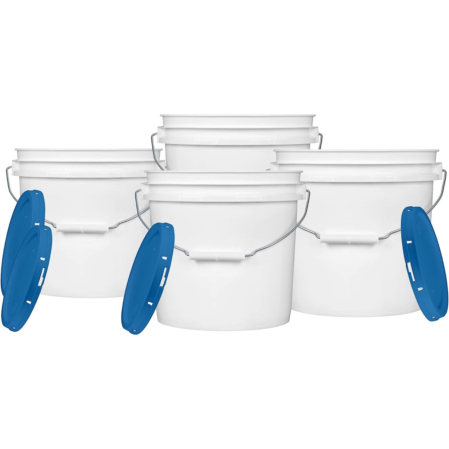 TYAPCS 2 Gallon Plastic Food Grade BPA Free Buckets with Blue Lids