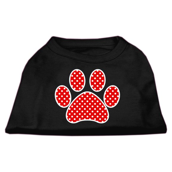 Pet Dog Cat Shirt Screen Printed, "Swiss Dots Red Paw"