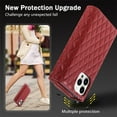 thumbnail image 4 of Phone Case for iPhone 15 Pro Max,Wallet Case Women 【RFID Blocking】 Crossbody Strap PU Leather Zipper with Wrist Lanyard Magnetic Flip Cover Credit Card Holder For iPhone 15 Pro Max, Red, 4 of 9