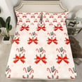 thumbnail image 2 of Manfei Kawaii Red Bowknot Full Size Sheets, Winter Christmas Snowflake Bed Sheets, Teens Girls Kids Sheet Sets, Microfiber Bedroom Decor, 4pcs, 2 of 7