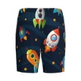 thumbnail image 5 of Naloa Spaceships and Stars Men's Short Pajama Pants, Lounge Comfort Shorts with Elasticized Waistband and Side Pockets - 4X-Large, 5 of 9