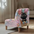 thumbnail image 5 of HELLHERO Dustproof Accent Chair Cover for Dining Room, Stain Protection Armless Accent Chair Protector, Easter Egg Black Cat Pattern, 5 of 8
