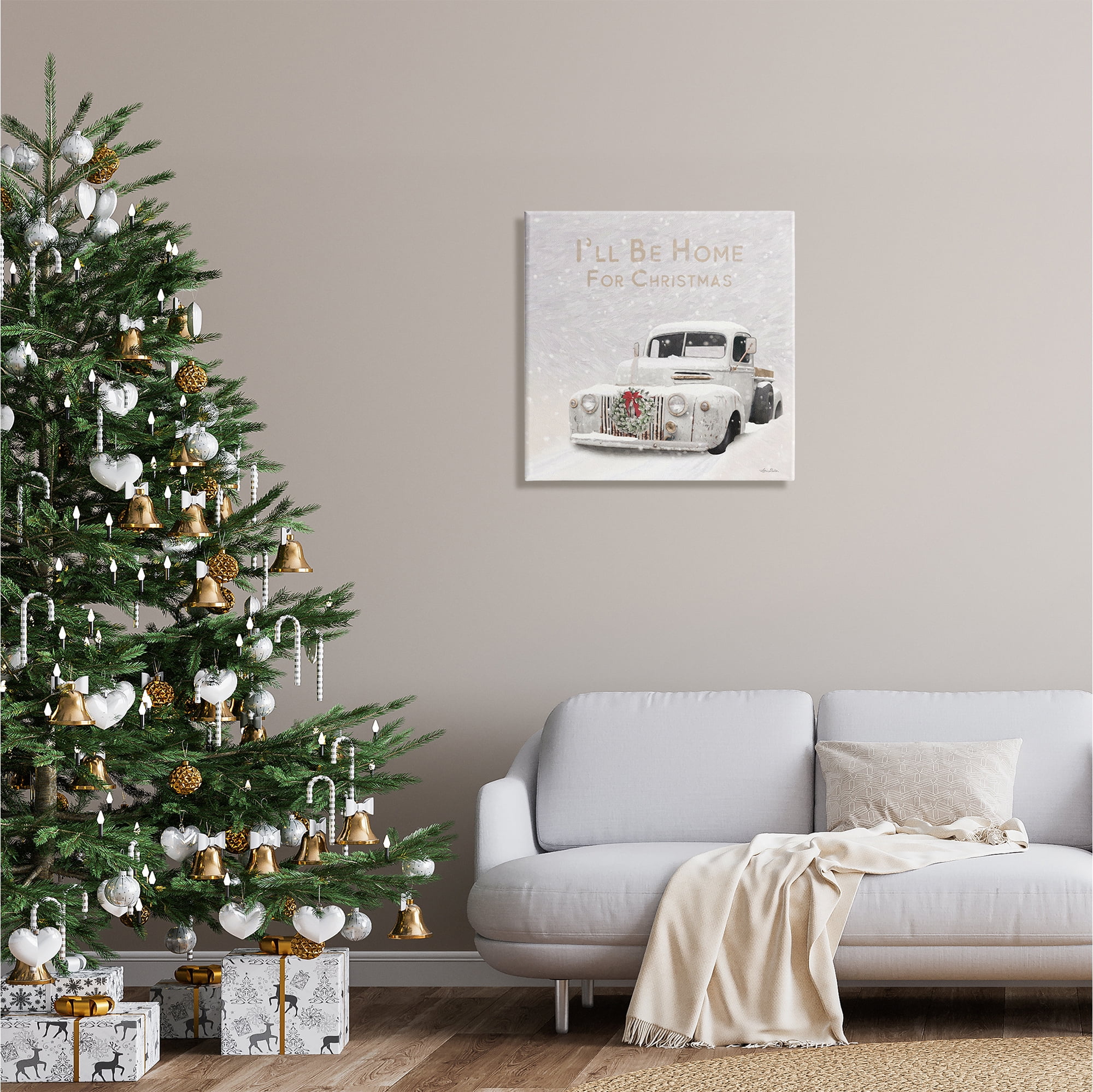 Stupell Industries Home For Christmas Phrase Holiday Painting Gallery Wrapped Canvas Print Wall Art, 24 x 24