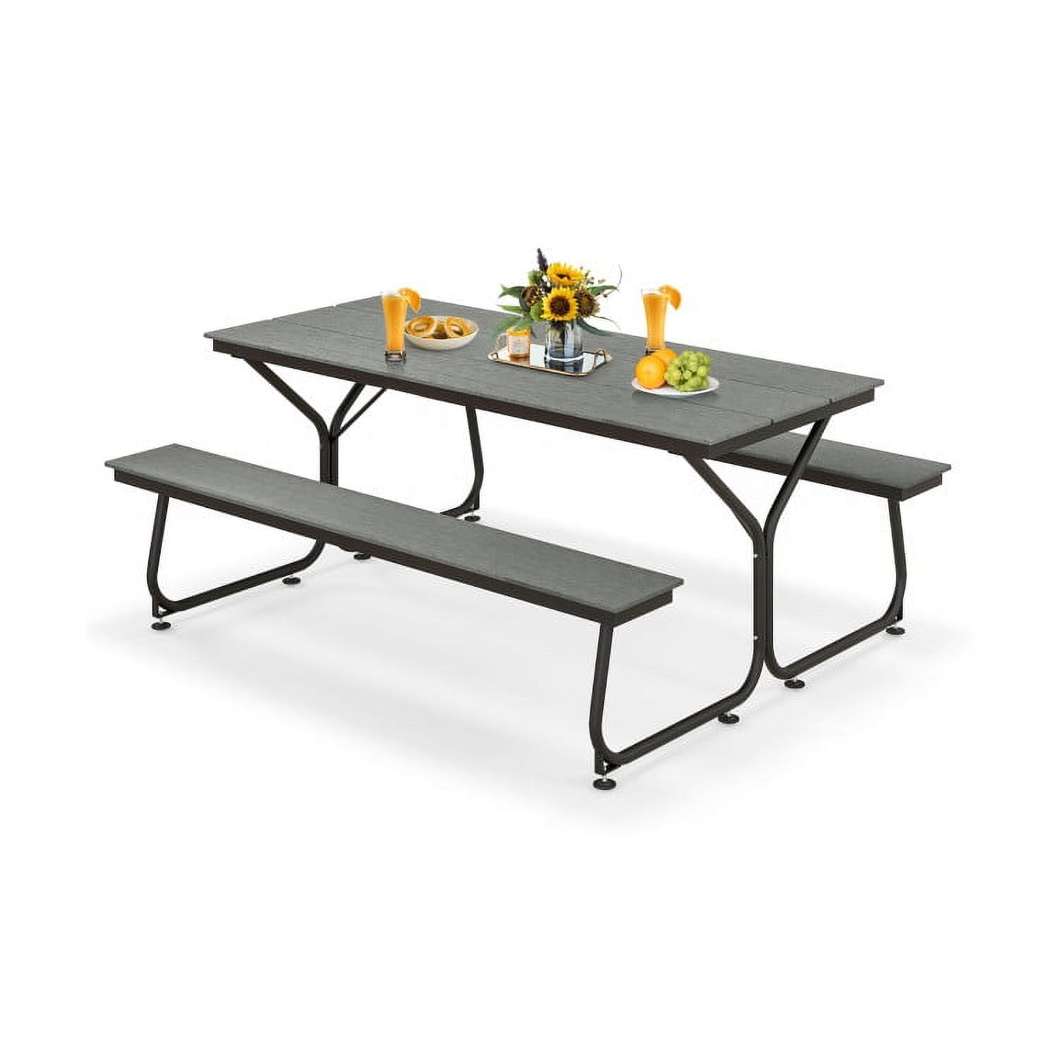 Aimee Lii 6" Outdoor Picnic Table Bench Set for 6-8 People, Outdoor Patio Furniture, Gray Aimee Lii 6" Outdoor Picnic Table Bench Set for 6-8 People, Outdoor Patio Furniture, Gray
