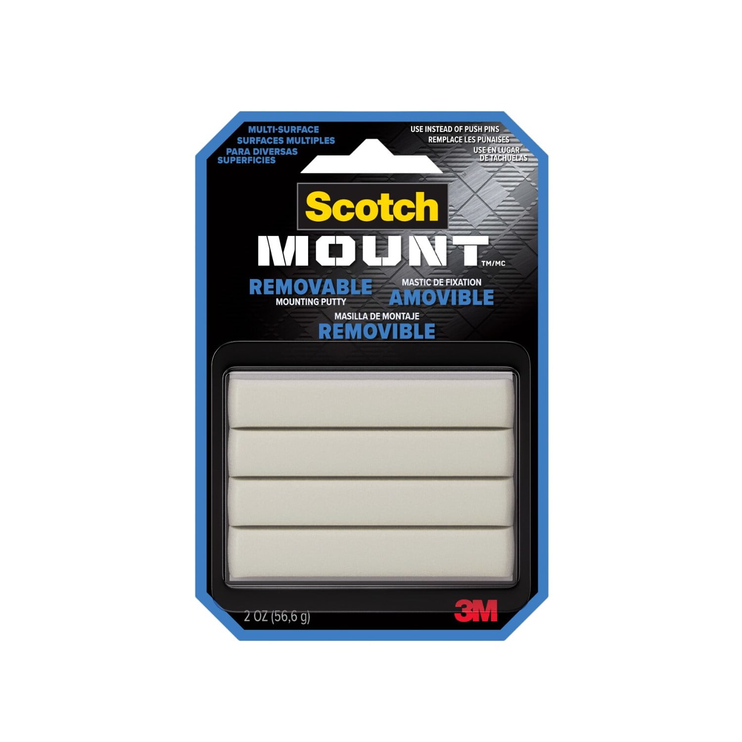 (4 pack) Scotch Mounting Putty, Removable, Holds 1 lb, Poster, Photo, Artwork 2 oz