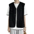 thumbnail image 2 of sunsanly Men Casual Waistcoat Collarless Sleeveless Buttons Closure Vest Coat Solid Color Multi Pockets Thin Style Outdoor Cargo Waistcoat, 2 of 7
