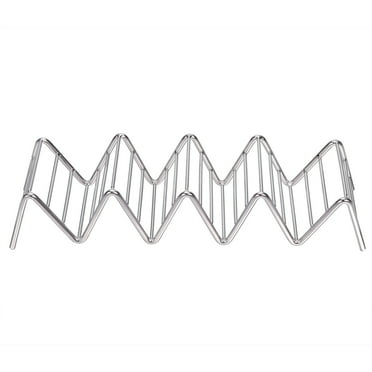 Stainless Steel Taco Holder Stand with 5 Pockets for Soft and Hard Tacos Silver
