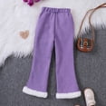 thumbnail image 4 of Tfken Pants For Girls Toddler Fleece Elastic Waist Flare-Leg Casual Warm Purple Trousers Size 7-8 Years, 4 of 6