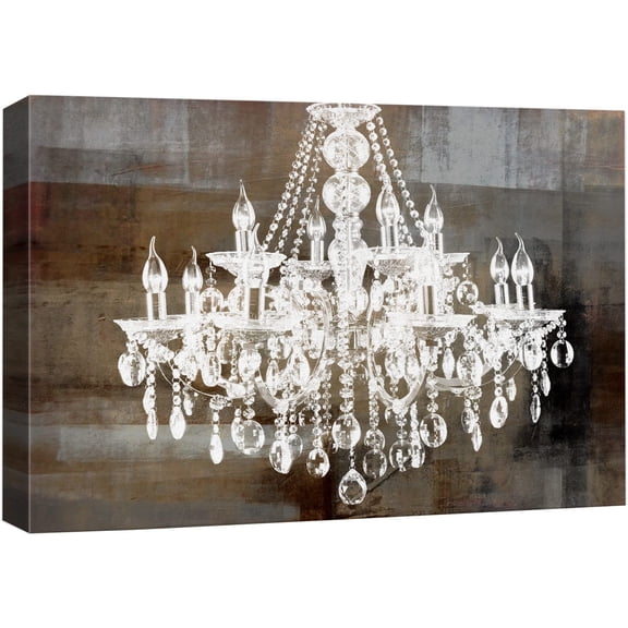 wall26 Canvas Print Wall Art White Chandelier Silhouette on Abstract Background Decorative Lights Digital Art Modern Art Chic Relax/Calm Multicolor for Living Room, Bedroom, Office - 16"x24&quot