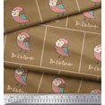 thumbnail image 2 of Soimoi Brown Rayon Fabric Text & Owl Bird Print Fabric by the Yard 42 Inch Wide, 2 of 5