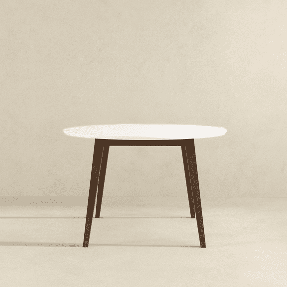 Paloma Mid-Century Modern Round Dining Table in White Solid Wood, 43.3 Inches for Kitchen, Dining Room, Dinette, Breakfast