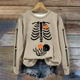 thumbnail image 2 of Ydojg Womens Sweaters Skull Print Casual Tops Crewneck Long Sleeve Pullover Fall Winter Womens Outfit Khaki Xl, 2 of 3