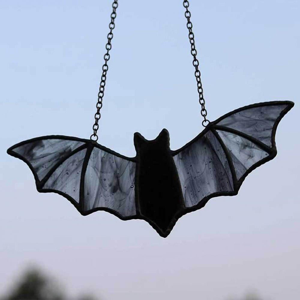 Black bat window hangings Bat decor Details about   Halloween satined glass bat suncatcher 