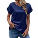 thumbnail image 2 of Blusa informal ligera, transpirable y cómoda de manga corta con cuello redondo en azul violáceo para mujer, 2 of 6