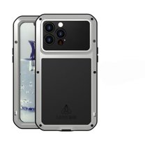 Dteck iPhone 13 Pro Max Heavy Duty Case, Outdoor Aluminum Metal Military Grade Bumper Shockproof Dustproof Anti-Scratch Full Body Protection Case with Tempered Glass for iPhone 13 Pro Max (Black)