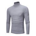 thumbnail image 2 of Men's Ribbed Turtleneck Sweater Casual Basic Long Sleeve Knitted Pullover Sweater Light Gray 2XL, 2 of 4